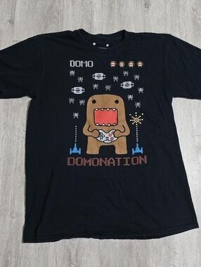 Y2K Domo Domonation Kun Cyber Arcade Gamer Black Tee Vintage Size Medium